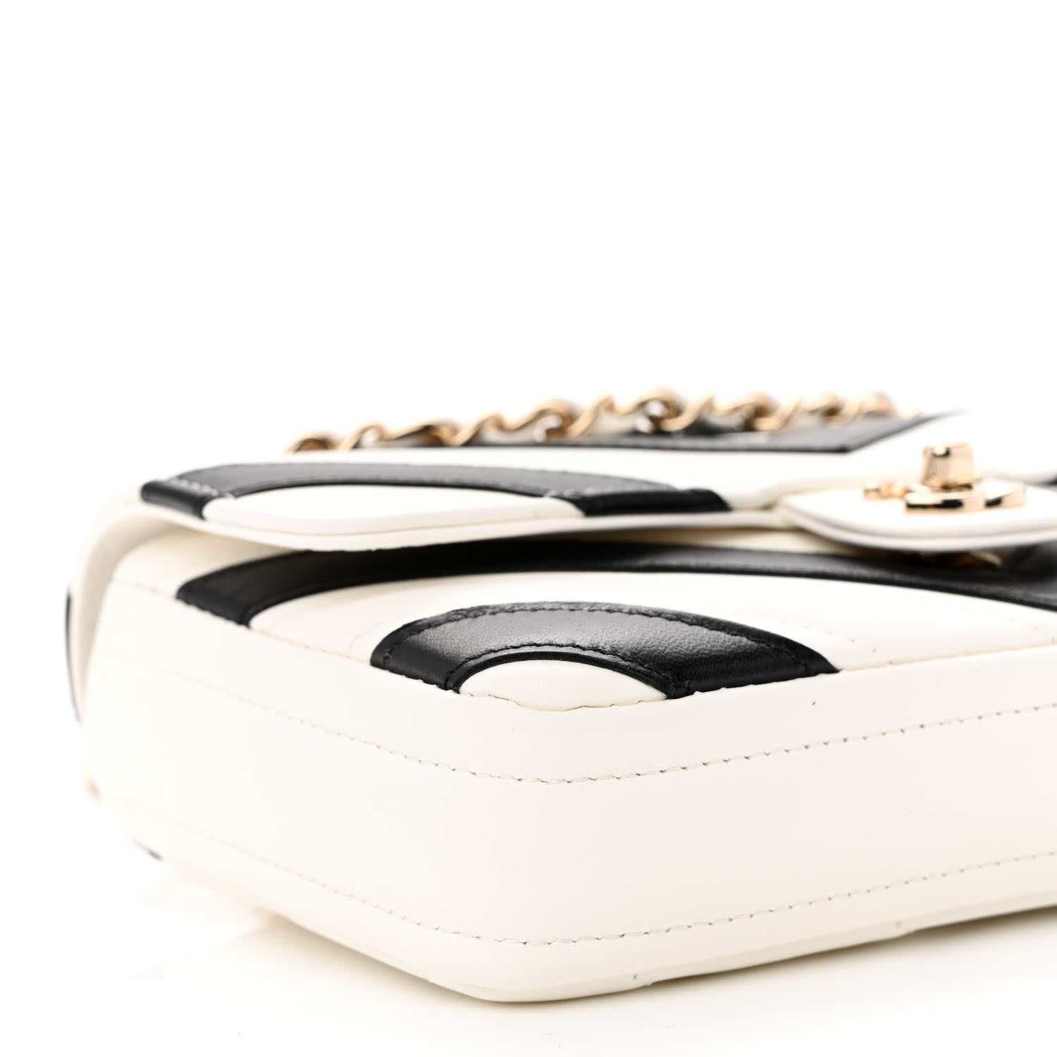 Chanel Lambskin Chevron Stitched Flap White Black 9 of 11