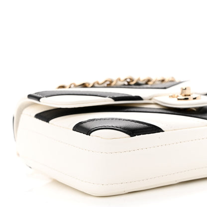 Chanel Lambskin Chevron Stitched Flap White Black 9 of 11