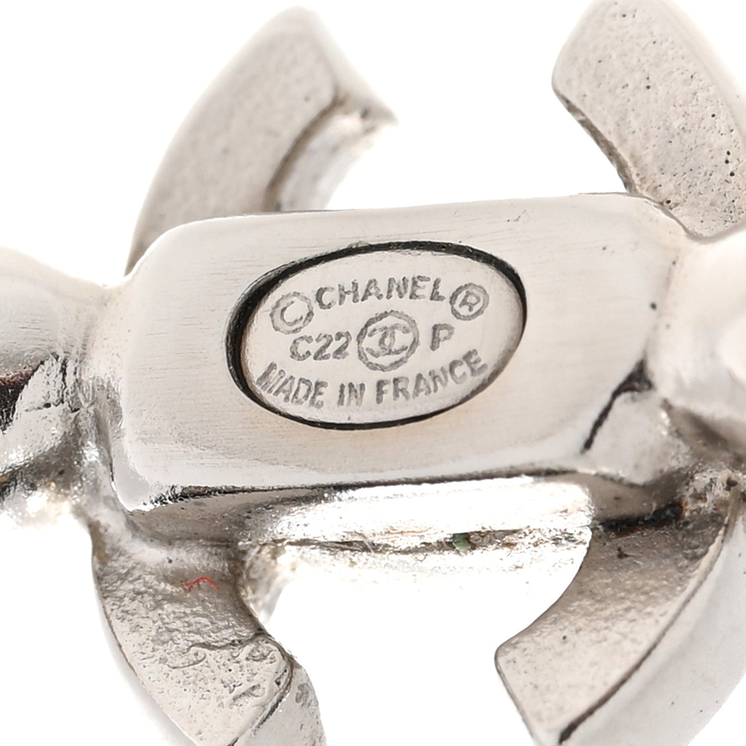 Chanel Metal Crystal CC Hoop Earrings Silver 4 of 5