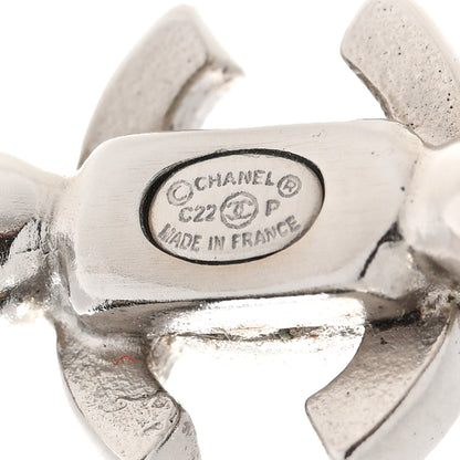 Chanel Metal Crystal CC Hoop Earrings Silver 4 of 5