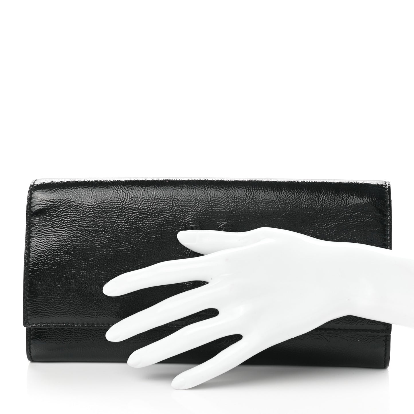 Textured Patent Monogram Belle De Jour Clutch Black