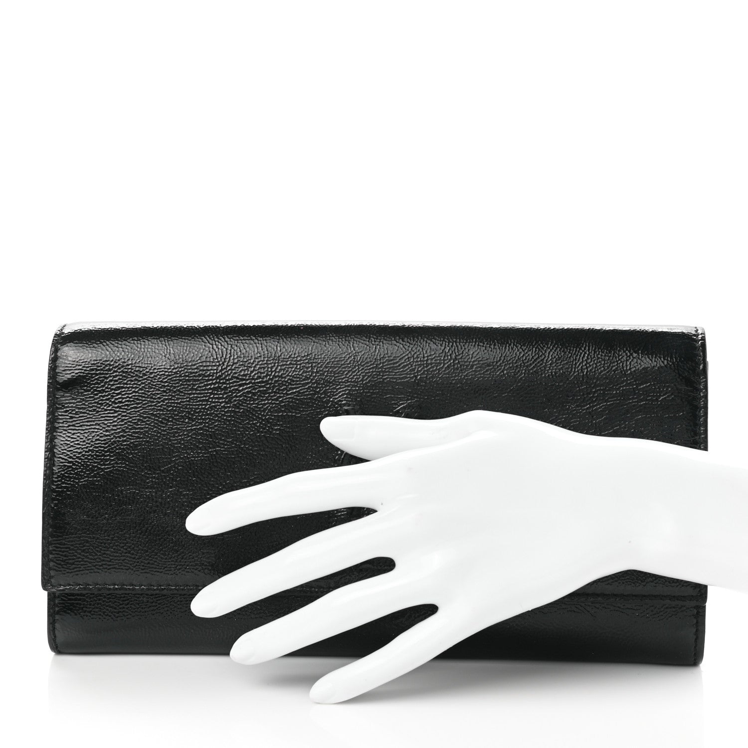Saint Laurent Textured Patent Monogram Belle De Jour Clutch Black 2 of 8