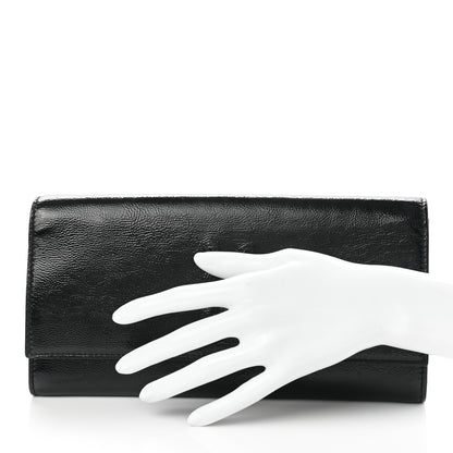 Saint Laurent Textured Patent Monogram Belle De Jour Clutch Black 2 of 8