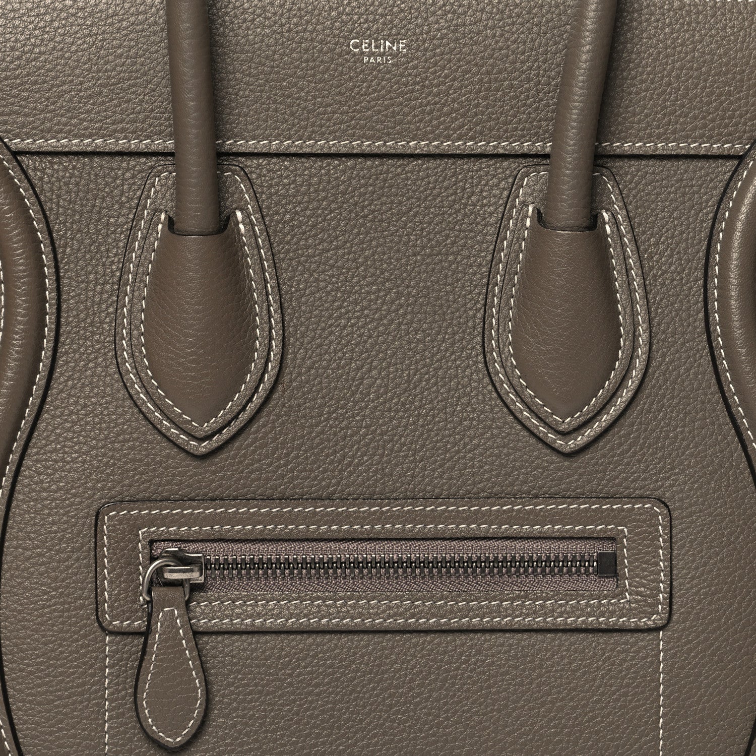 Celine Drummed Calfskin Micro Luggage Souris 8 of 11