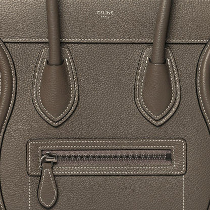 Celine Drummed Calfskin Micro Luggage Souris 8 of 11