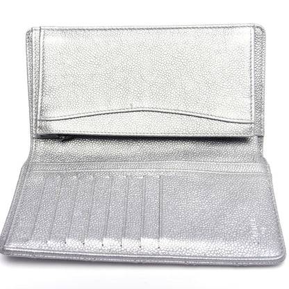 Chanel Metallic Caviar Quilted Yen Wallet Silver 6 of 14