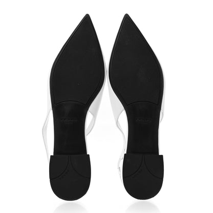Prada Spazzolato Padded Triangle Logo Pointed Toe Slingback Flats 37.5 White 6 of 11