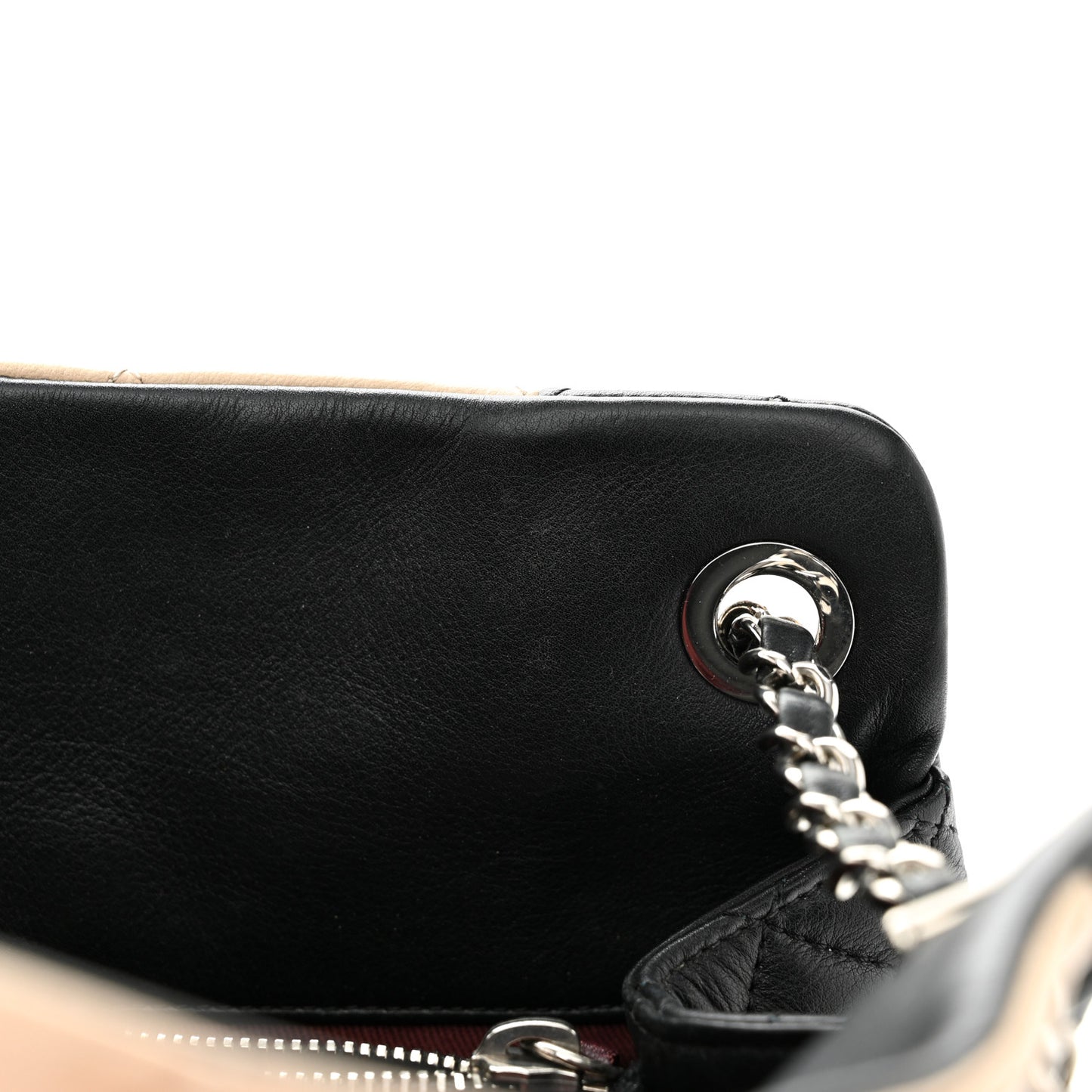 Lambskin Quilted CC Shopping Tote Black Rose Clair