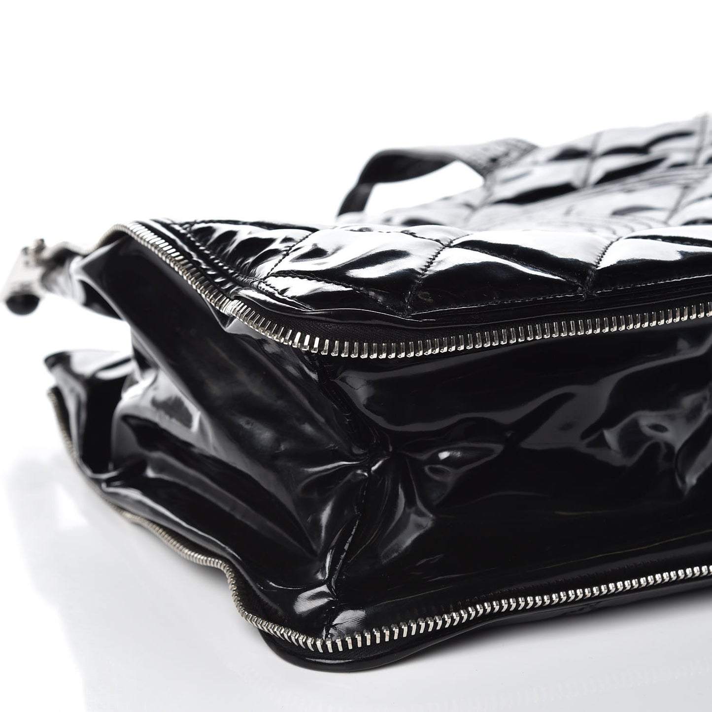 Vinyl Quilted CC Small Expandable Tote Black