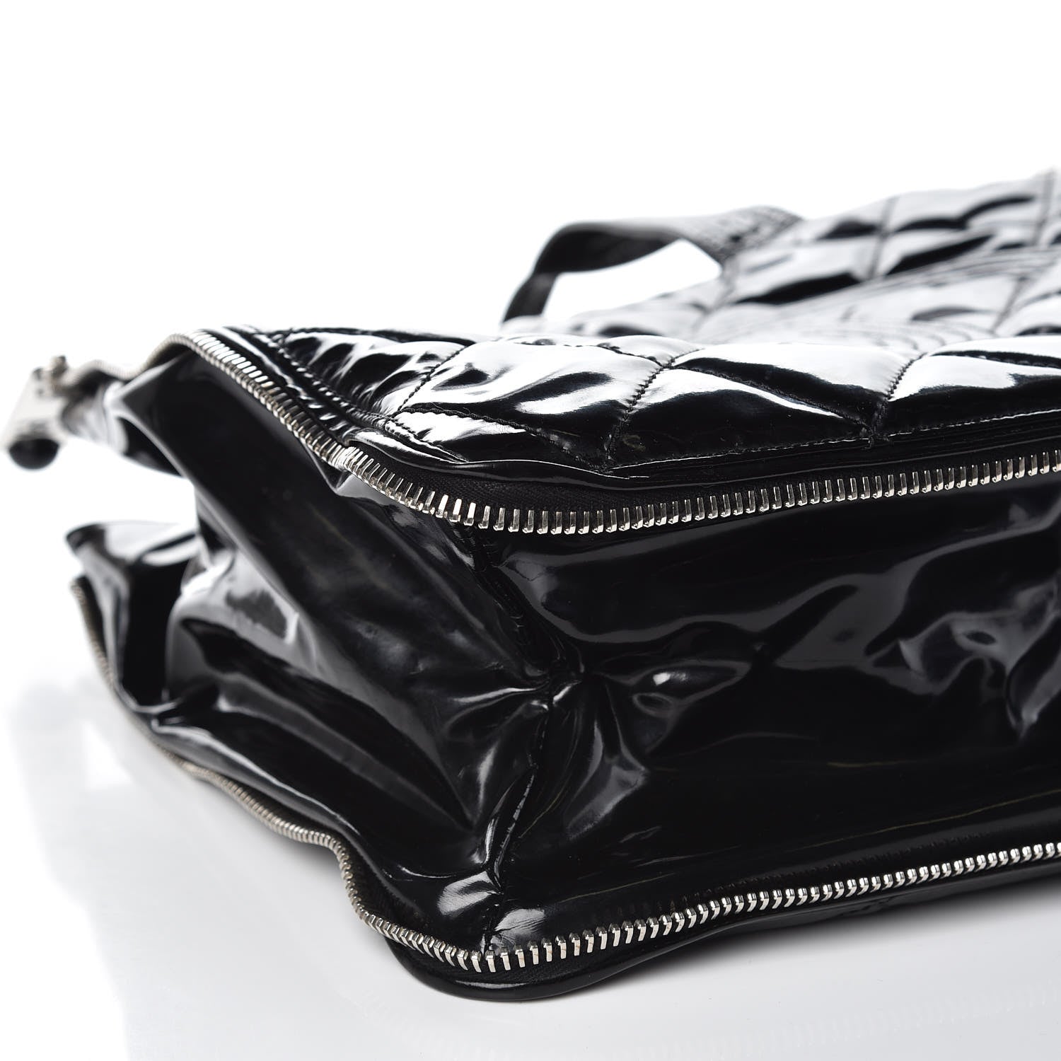 Chanel Vinyl Quilted CC Small Expandable Tote Black 10 of 12