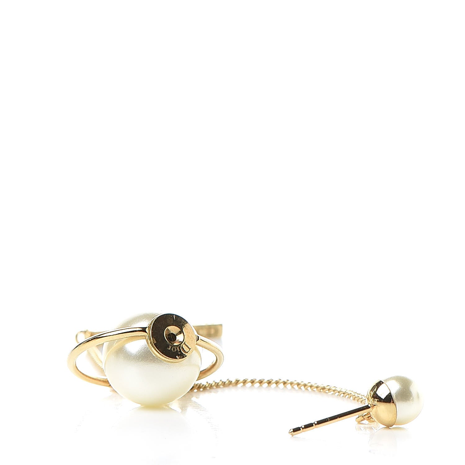Christian Dior Pearl Tribales Dangle Chain Earrings Gold 3 of 6