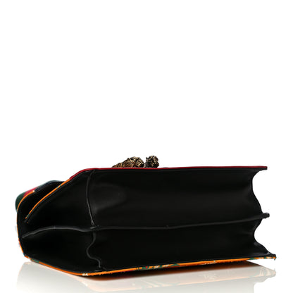 Gucci Satin Calfskin Bamboo Web Tokyo Print Medium Dionysus Top Handle Bag Giallo Multicolor Blue Agata Hibiscus Red 3 of 40