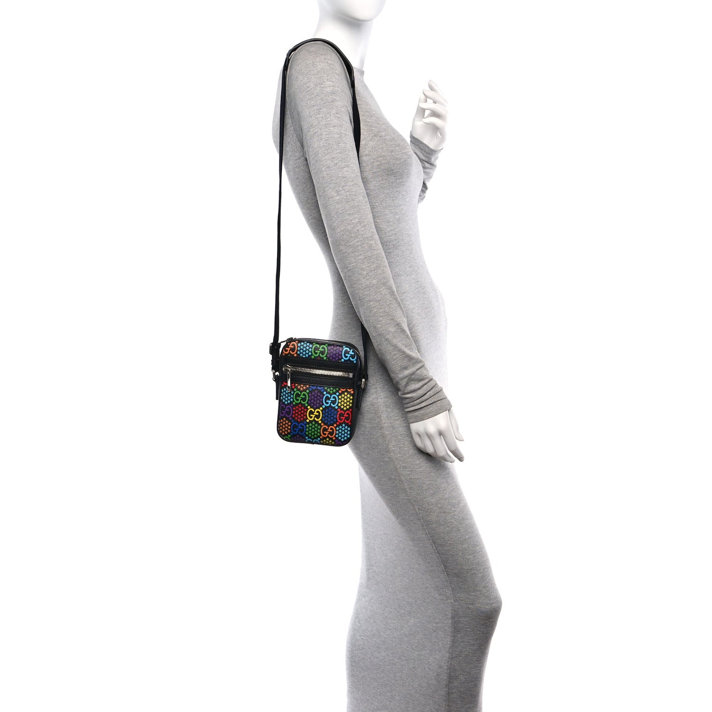 GG Supreme Monogram Psychedelic Messenger Bag Black