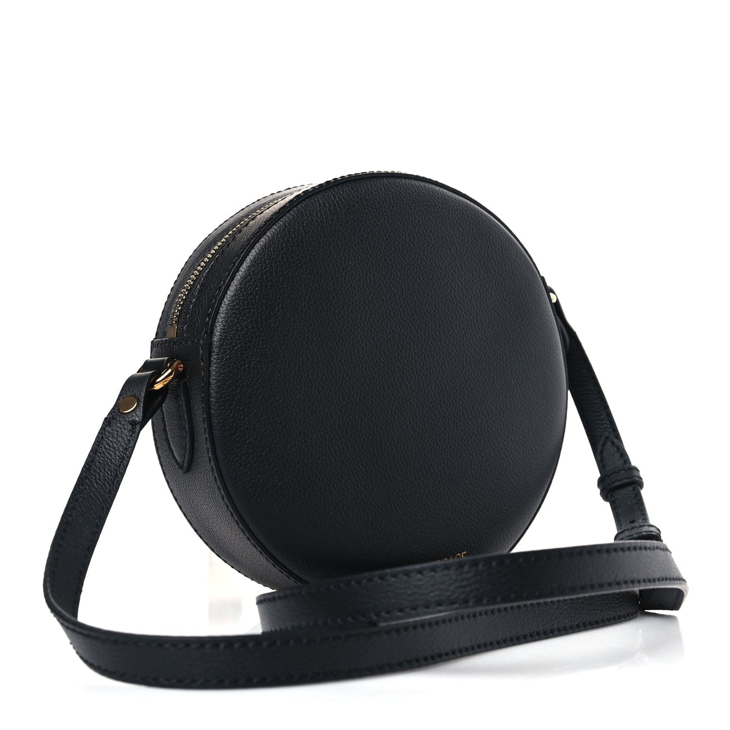 Grained Calfskin Mini La Medusa Disco Round Crossbody Bag Black