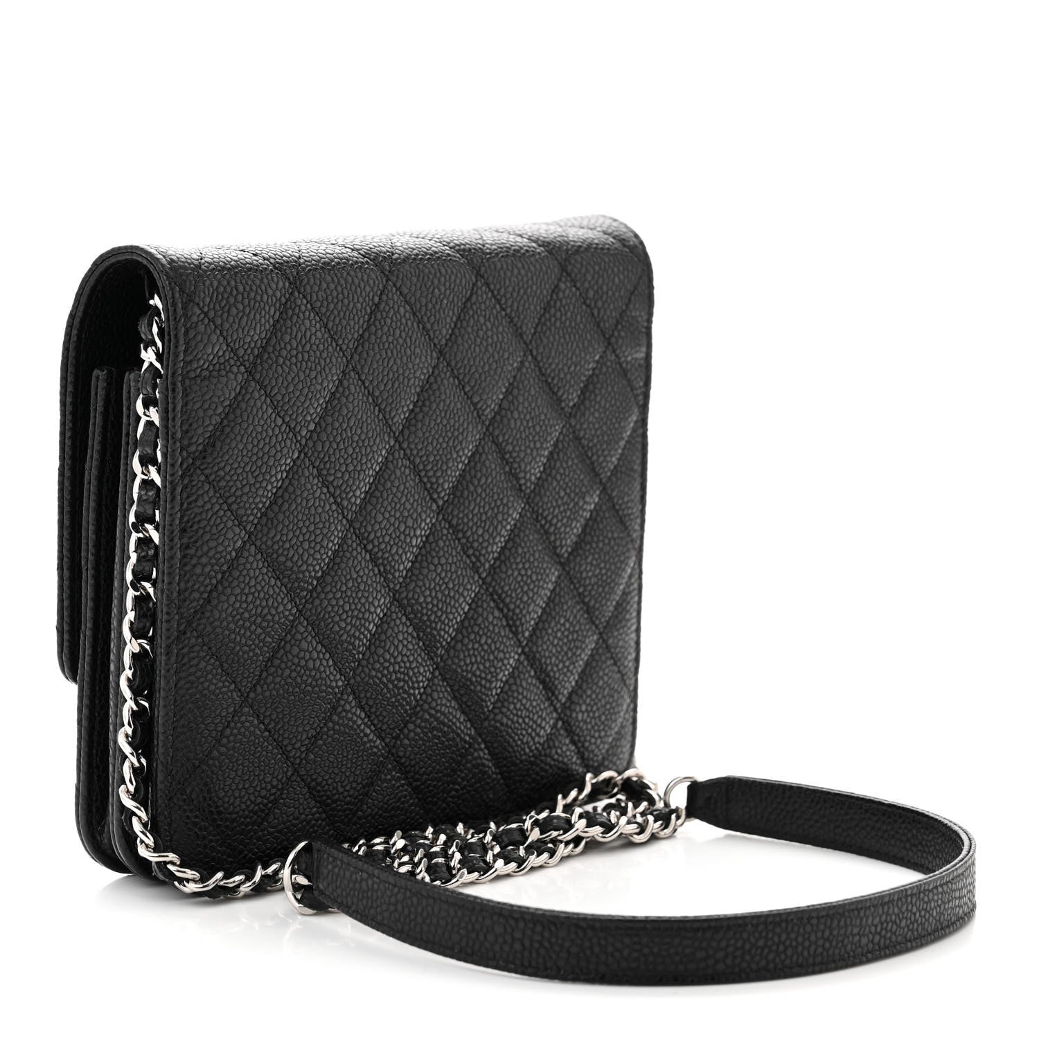 Chanel Caviar Quilted Square Wallet On Chain WOC Black 3 of 12