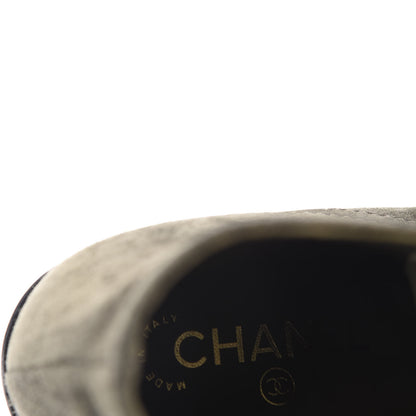 Chanel Suede Patent CC Lace Up Boots 35.5 Green 7 of 11