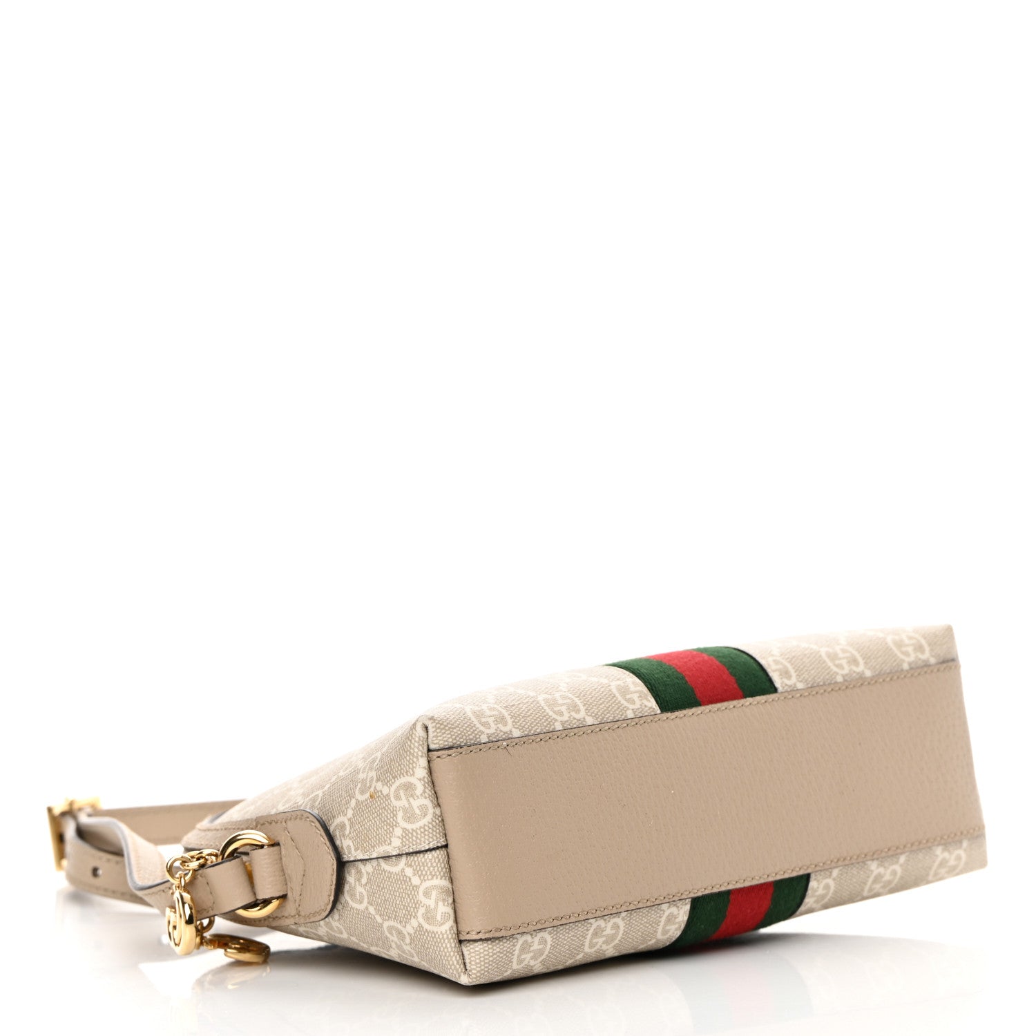 Gucci GG Supreme Monogram Textured Dollar Calfskin Web Small Ophidia Dome Shoulder Beige Mystic White Oatmeal 4 of 14
