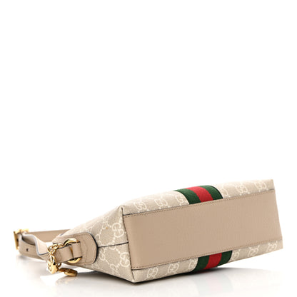 Gucci GG Supreme Monogram Textured Dollar Calfskin Web Small Ophidia Dome Shoulder Beige Mystic White Oatmeal 4 of 14