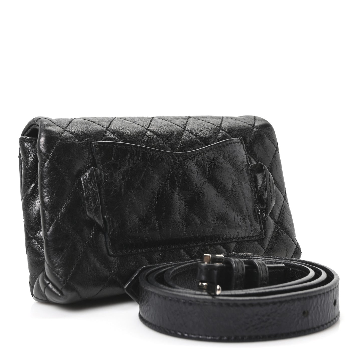 Glazed Calfskin Quilted 2.55 Reissue Flap Belt Bag Clutch 85 34 Black