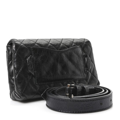 Chanel Glazed Calfskin Quilted 2.55 Reissue Flap Belt Bag Clutch 85 34 Black 2 of 8
