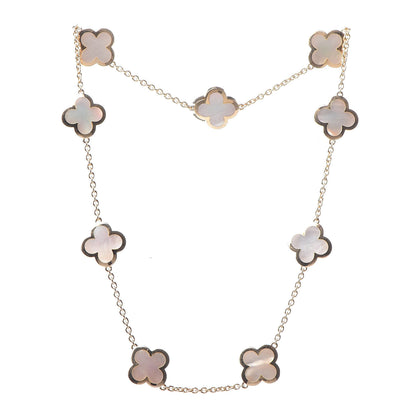 Van Cleef & Arpels 18K Yellow Gold Mother of Pearl 9 Motifs Pure Alhambra Pendant Necklace 3 of 6