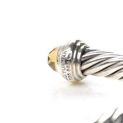 David Yurman Sterling Silver 14K Yellow Gold Citrine 7mm Cable Classics Bracelet 4 of 5