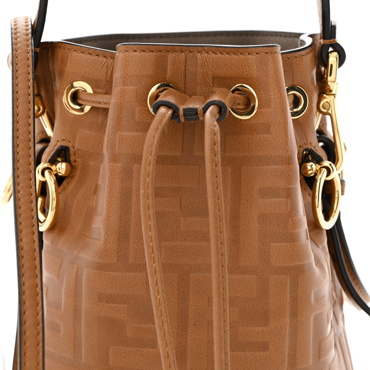 Fendi Vitello Cristallo Nature F is Fendi FF 1974 Embossed Mini Mon Tresor Bucket Bag Cuoio 8 of 10