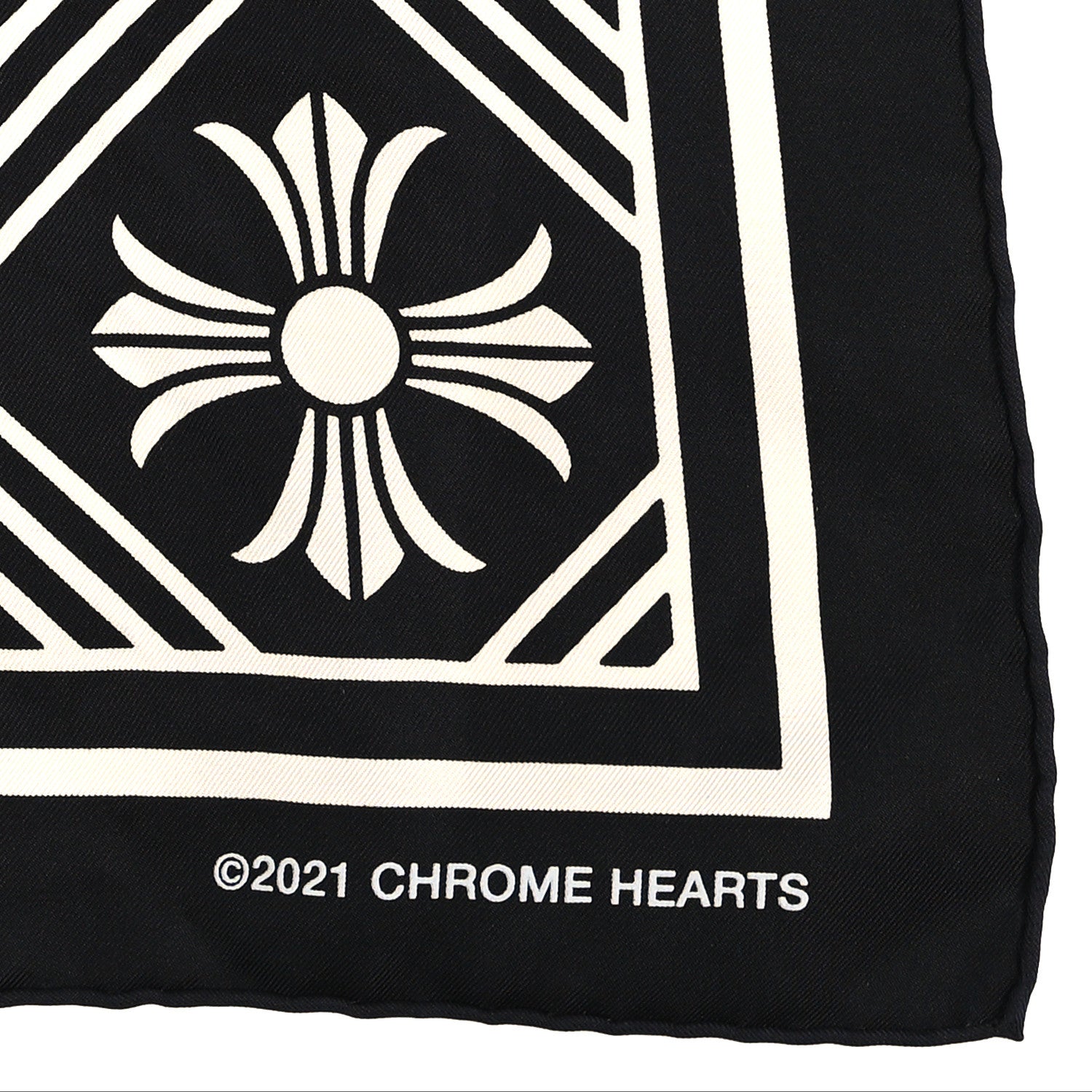 Chrome Hearts Silk Plus Cross Scarf Black White 3 of 3