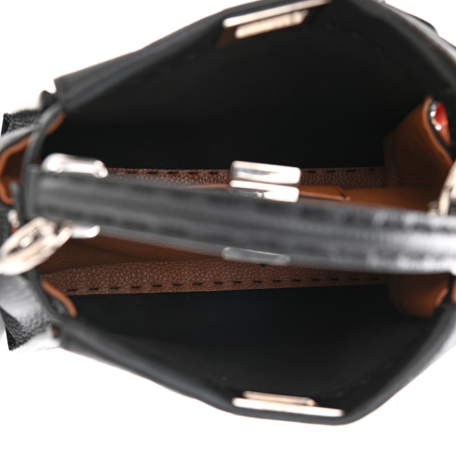 Fendi Cuoio Romano Selleria Bi-Color Mini Peekaboo Iconic Satchel Black Mou 5 of 7