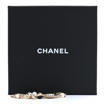 Chanel Pearl Crystal Beaded CC Bracelet Black Gold 5 of 5