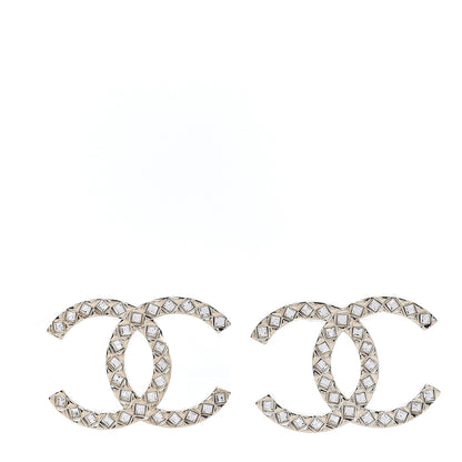 Chanel Baguette Crystal High Society CC Earrings Gold 1 of 4