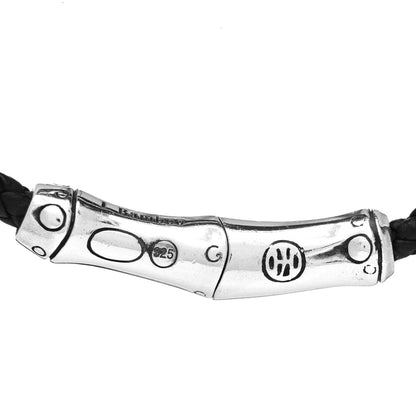 John Hardy Sterling Silver Leather 8mm Braided Bamboo Station Wrap Bracelet Black 3 of 3