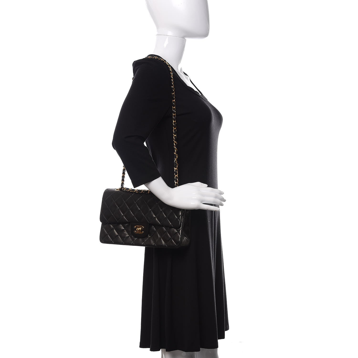 Chanel Lambskin Quilted Medium Double Flap Black 2 of 10