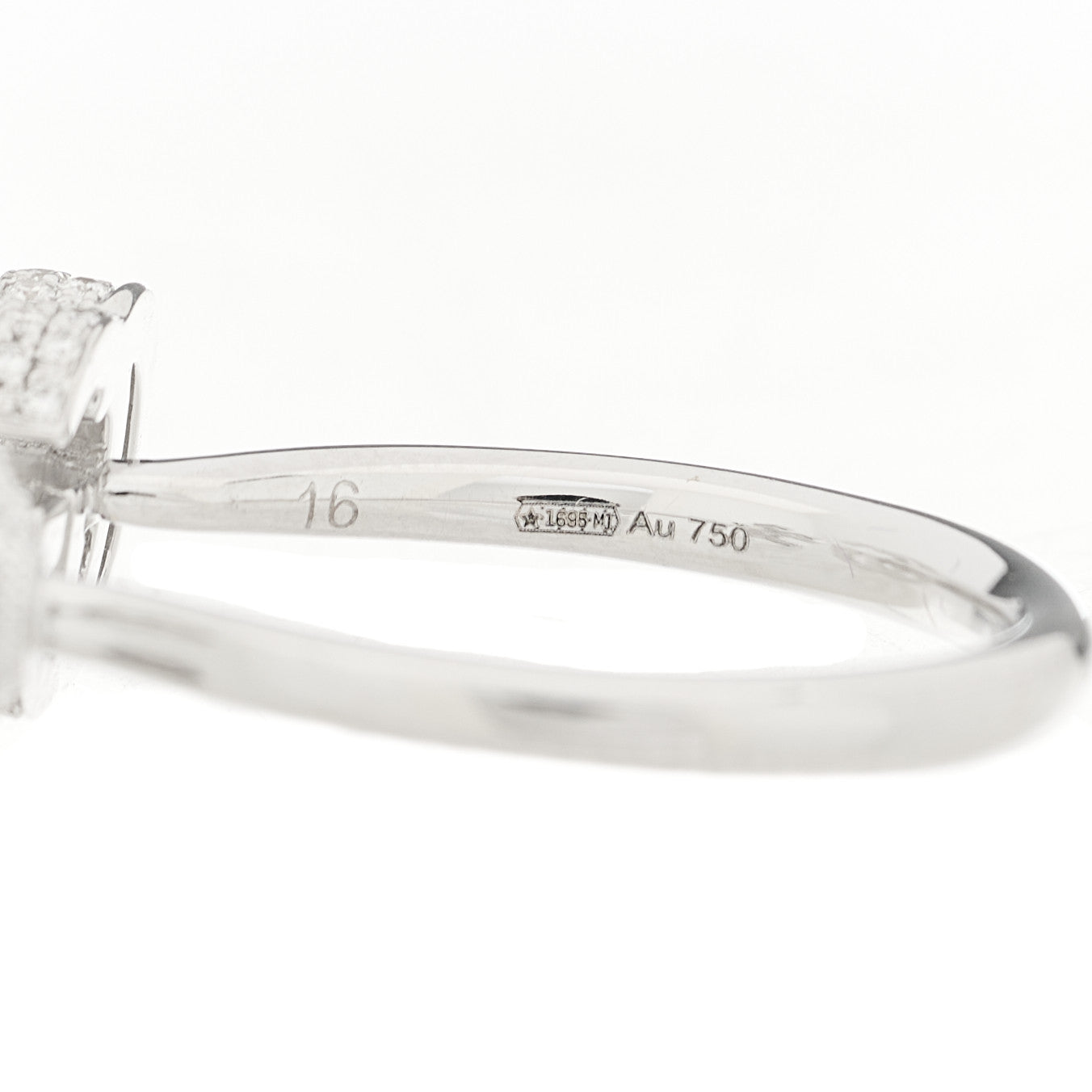 18K White Gold Diamond Flora GG Open Ring 55 7.25