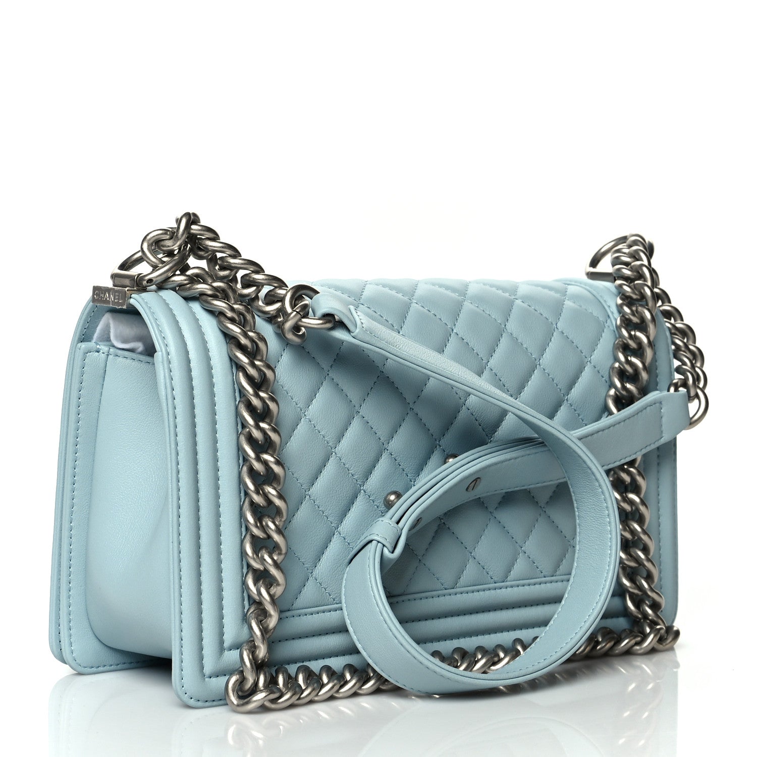 Chanel Lambskin Quilted Medium Boy Flap Light Blue 2 of 10