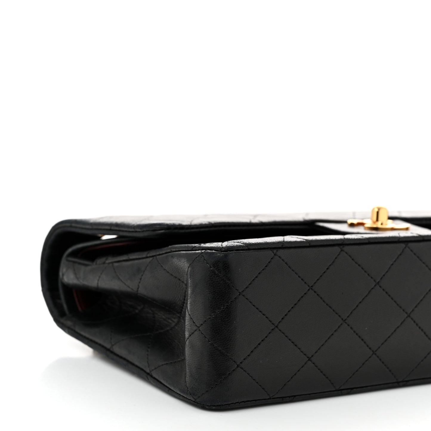 Lambskin Quilted Medium Double Flap Black