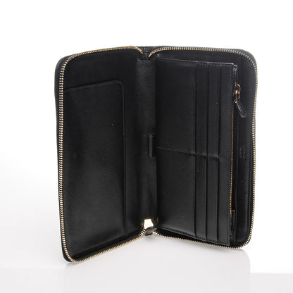Prada Saffiano Metal Large Zip Around Travel Wallet Nero Black 5 of 6
