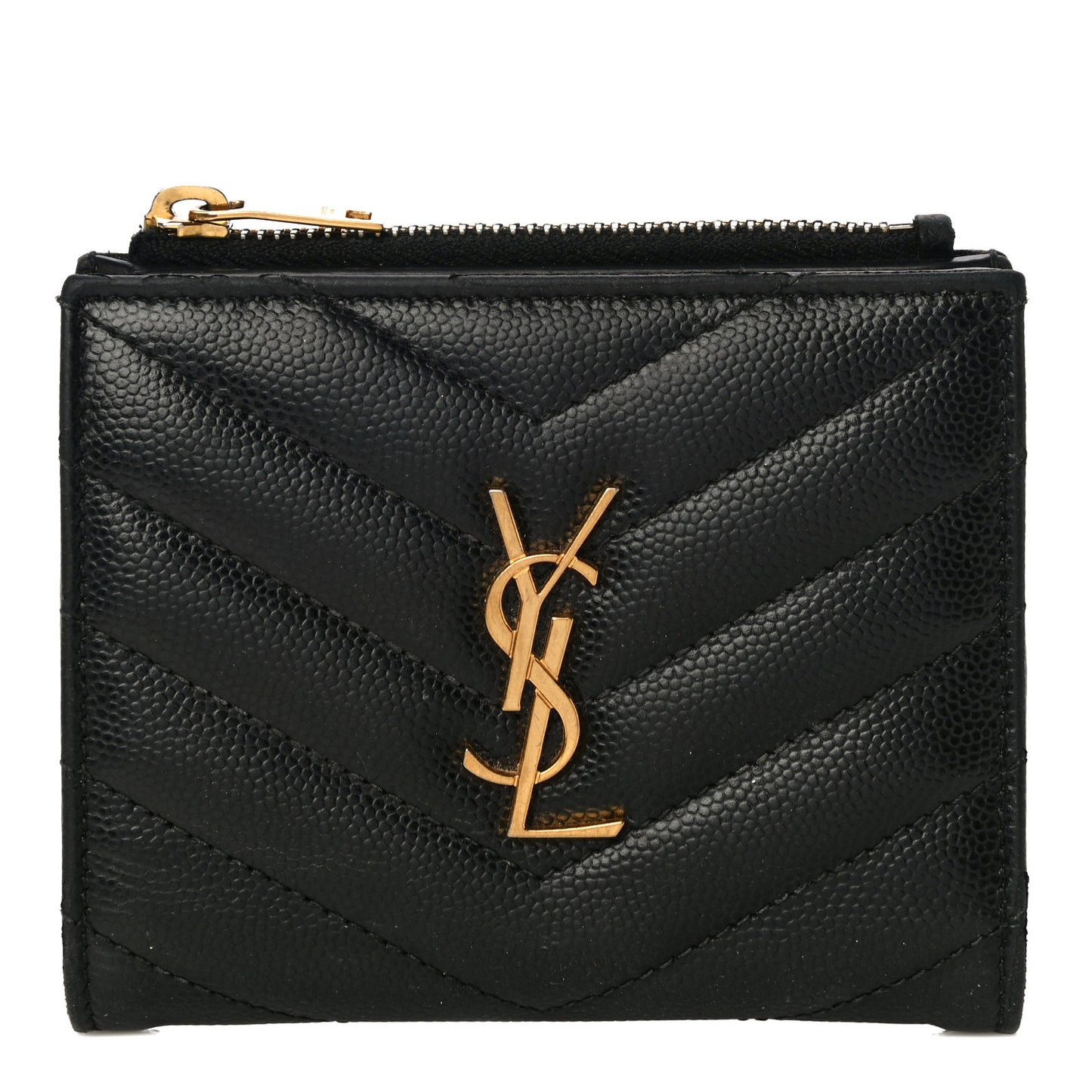 Grain De Poudre Matelasse Chevron Monogram Zipped Card Case Black