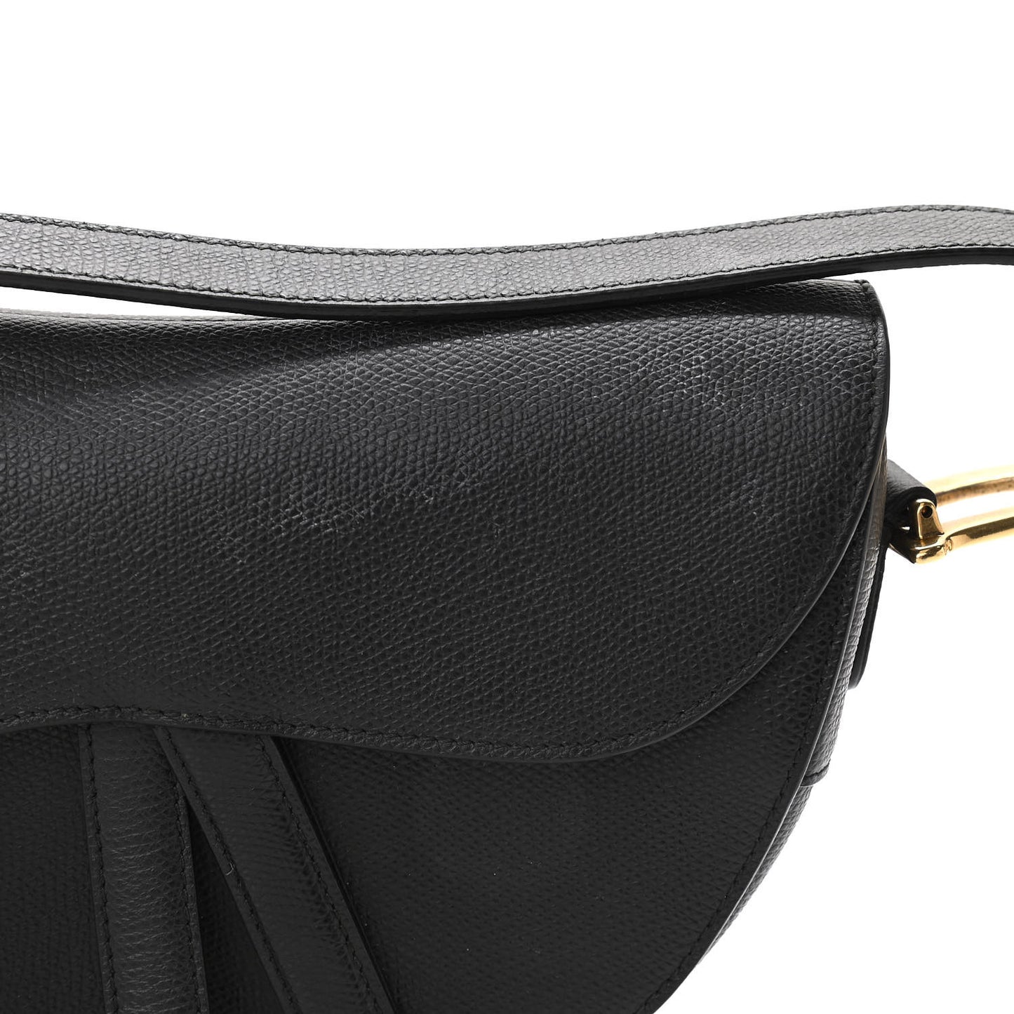 Grained Calfskin Saddle Bag Black