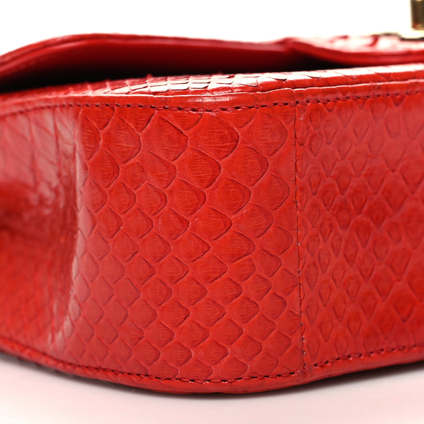 Snakeskin Mini Rectangular Flap Red