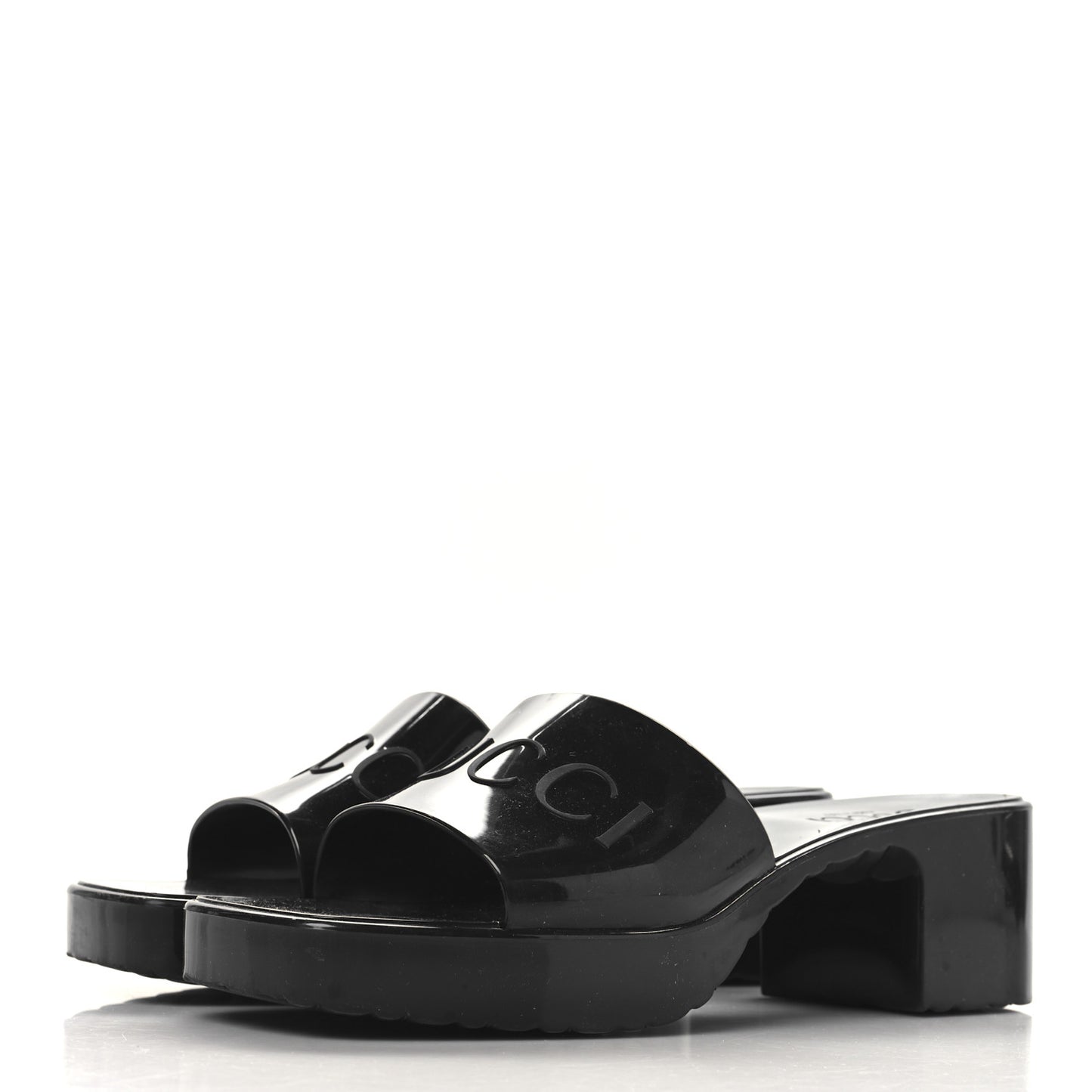 Rubber Gucci Logo Womens Platform 20/60mm Slide Sandals 37 Black