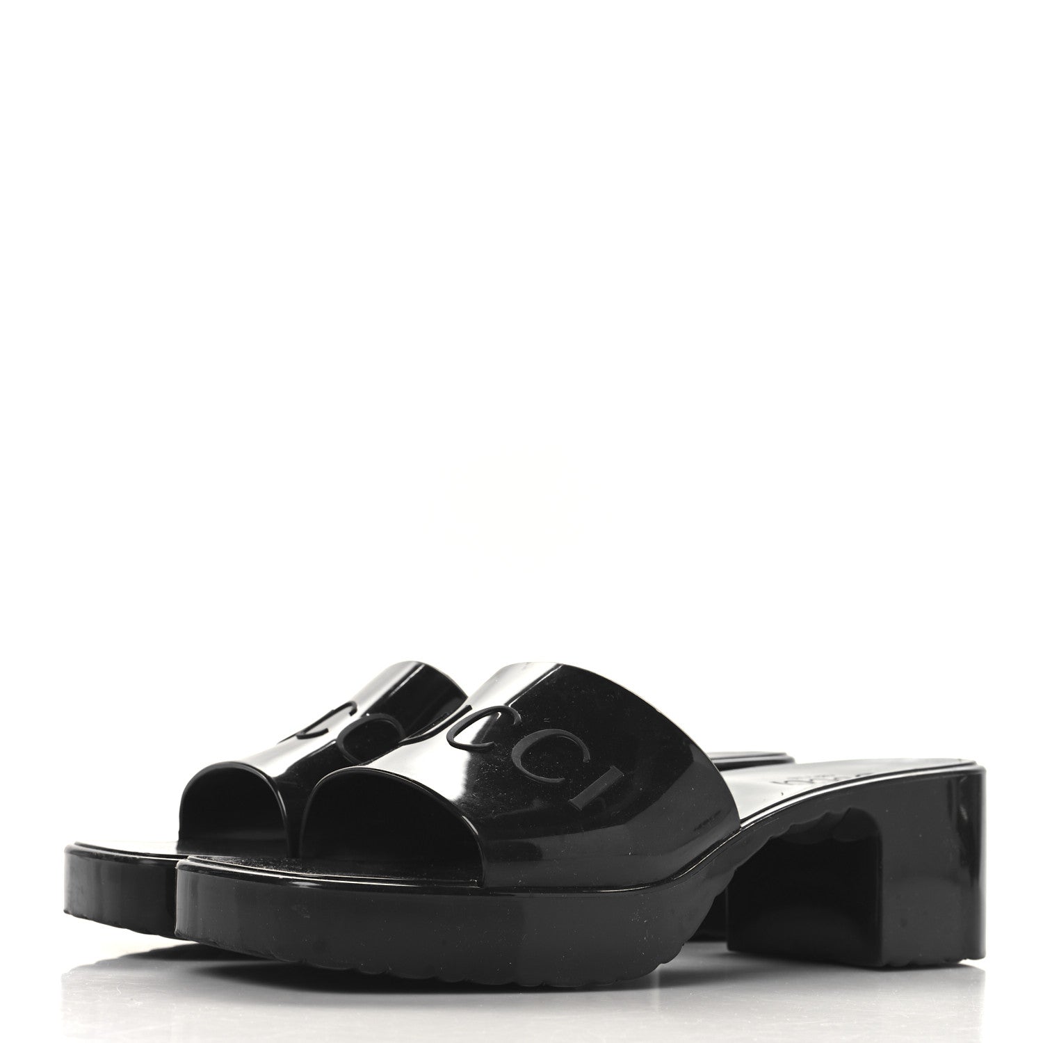 Gucci Rubber Gucci Logo Womens Platform 20/60mm Slide Sandals 37 Black 4 of 9