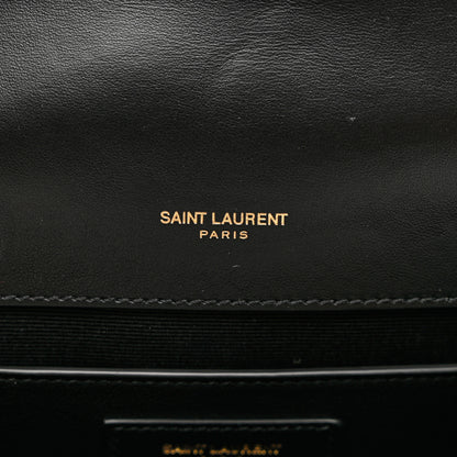 Saint Laurent Lambskin Mixed Matelasse Triquilt Medium Monogram Satchel Black 5 of 8