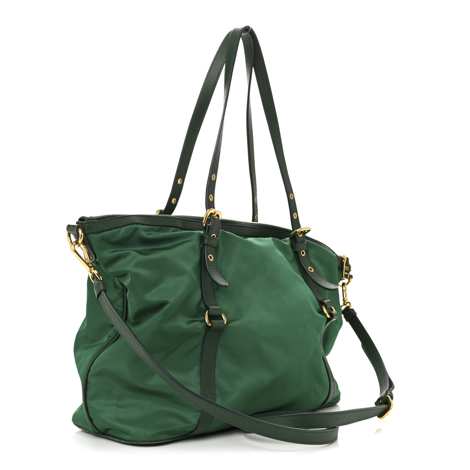 Prada Tessuto Nylon Saffiano Tote Oleandro 3 of 16