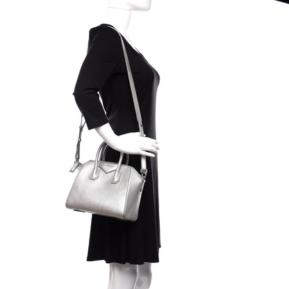 Givenchy Metallic Sugar Goatskin Mini Antigona Silver 2 of 27
