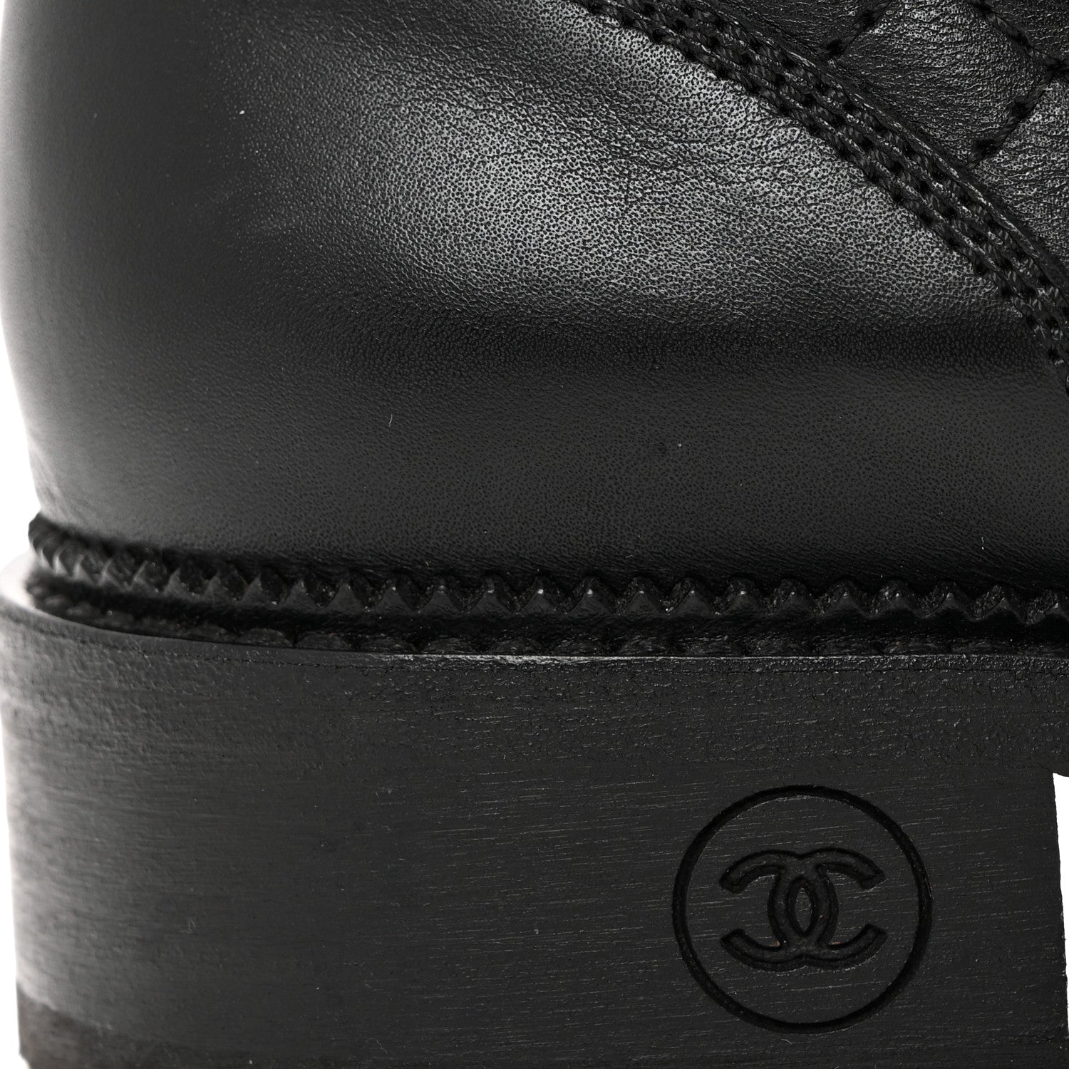 Chanel Calfskin Quilted Lace Up Combat Boots 41.5 Black 10 of 11