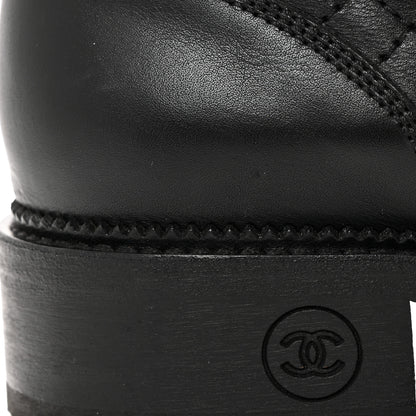 Chanel Calfskin Quilted Lace Up Combat Boots 41.5 Black 10 of 11