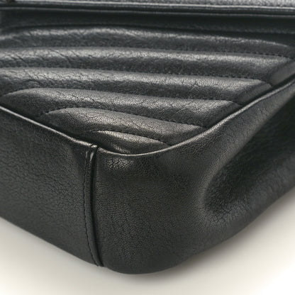 Saint Laurent Sheepskin Matelasse Chevron Monogram Monochrome Medium College Bag Black 10 of 12