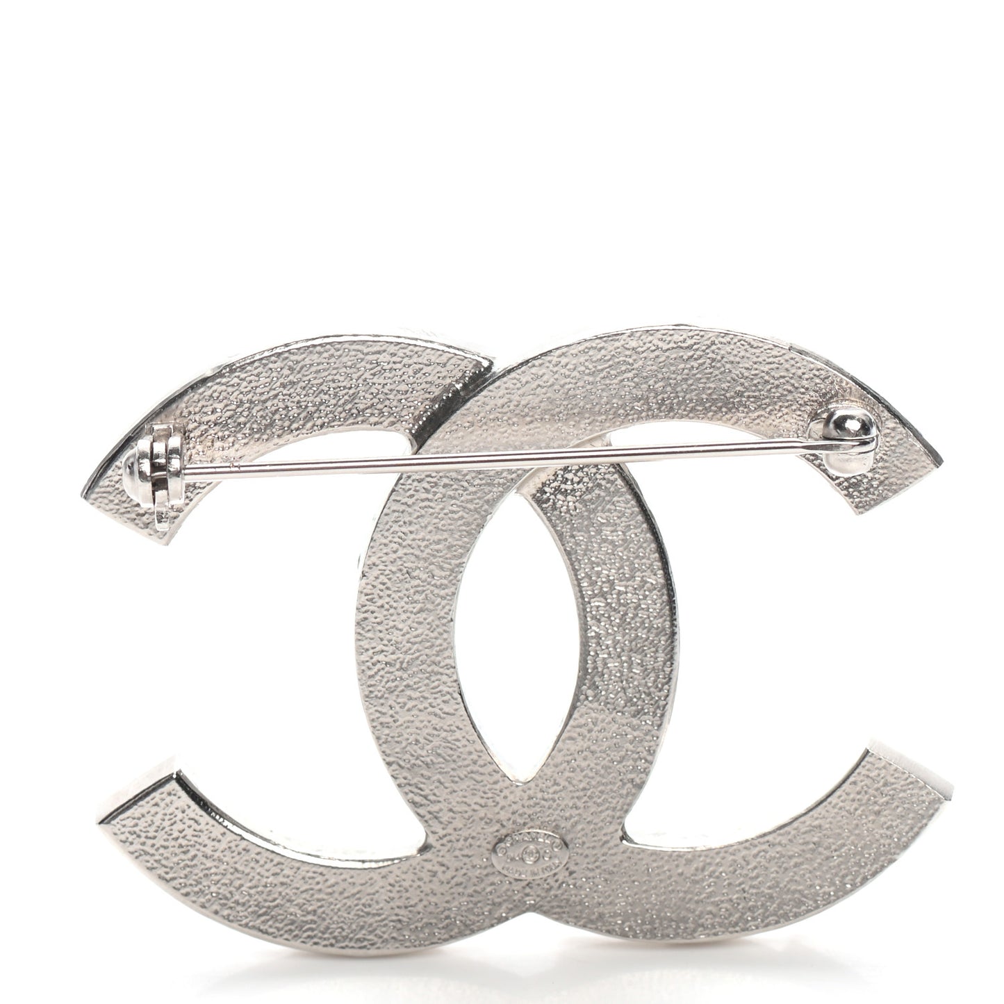 Baguette Crystal CC Brooch Silver