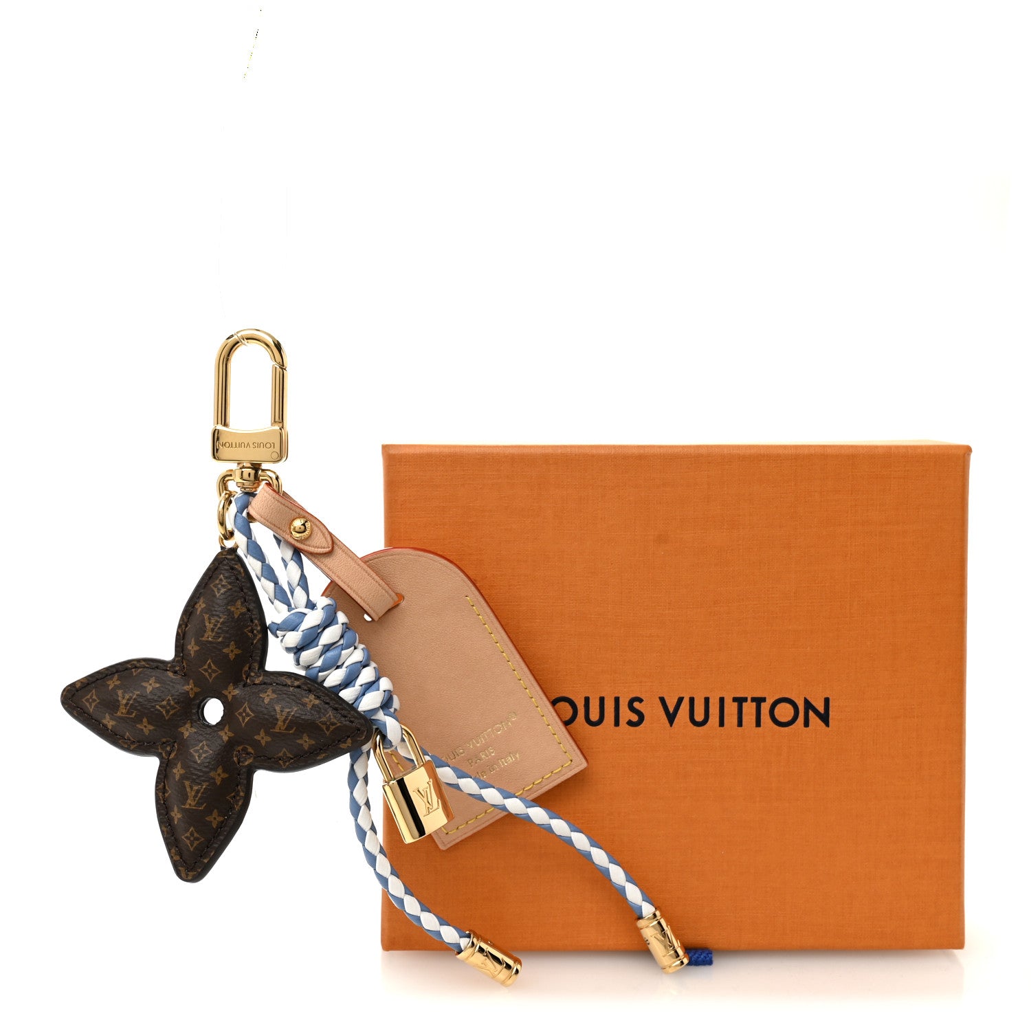 Louis Vuitton Calfskin Monogram Lock And Bloom Stacking Bag Charm Blue 4 of 4